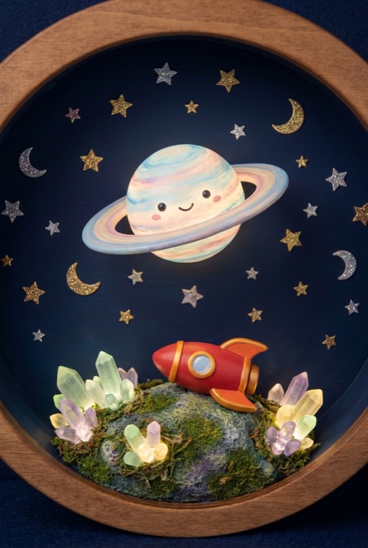 The Space world in the Yuna app: rockets, rings, and stardust